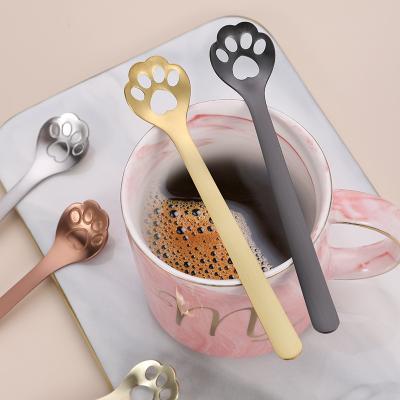 China Best Cavity Cat Claw Spoons 304 Stainless Steel Gold Cute Viable Selling Teaspoon for sale