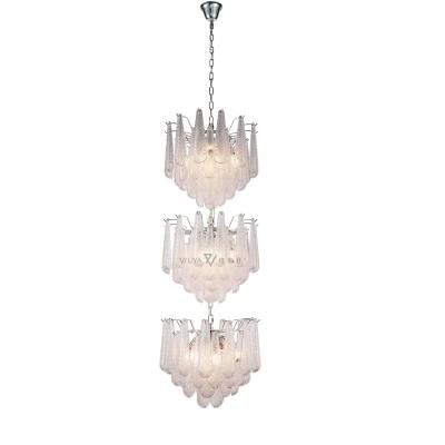 China Luxury Crystal Water Drop Lamp Modern Bright Chandelier Lamp Staircase Diving Glass Lighting for sale