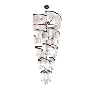 China Hot Sale Luxury Lamp Matte Black Crystal Rotunda Villa Lobby Chandelier for sale