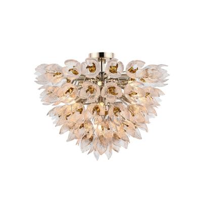 China Surface Mounted New Flower Chandelier Ceiling Crystal Chandelier Led Lighting Home Luxury Interior Decoration For Living Room Bedroom G11 Bulb for sale