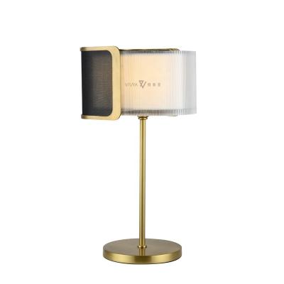 China Luxury Hot Selling Fabric Arts Lamp Shade Square Home Brass Table Lamp For Living Room for sale