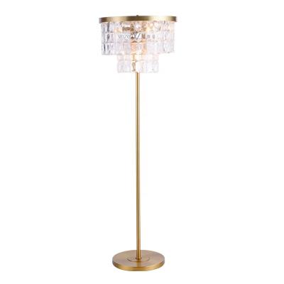 China Hot Selling Luxury Gold Luxury Copper Villa Lamp Chandelier Crystal Floor Lamp for Bedroom for sale