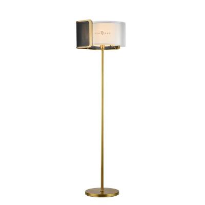 China Luxury Hot Selling Arts Fabric Shade Square Home Brass Lamp Floor Lamp For Dining Room for sale