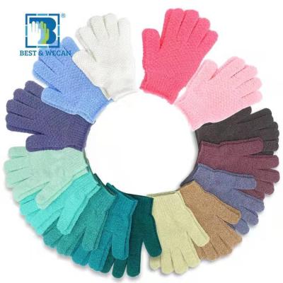 China EXFOLIATING Wholesale Nylon Knitted Body Shower Scrub Custom Bath Exfoliating Gloves for sale