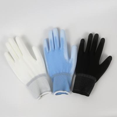 China Wholesale Cheap Price Waterproof PU Coated Safety Hand Work Anti-Slip Oil Resistant Seamless Gloves Knit Polyester Gloves for sale