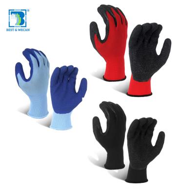 China Industry / Garden Service / Machinery / Maintenance Best&We Can Chemical Coated Latex Coating Polyester Nylon Custom Work Safety Gloves for sale