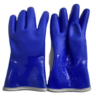 China Anti-Grip Heavy Duty Antifreeze PVC Coated Work Gloves, Insulated Waterproof Liquid/Chemical Resistant Glove With Acrylic Fleece Coating for sale