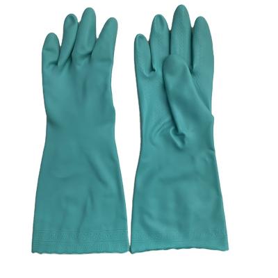 China Artificial fiber flocked kitchen non-slip waterproof household liner PVC cleaning gloves, reusable dishwashing gloves with artificial fiber flocked liner for sale