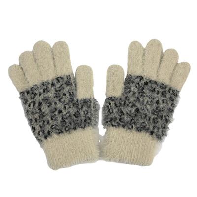 China Wholesale Fashion Soft Women Feather Feather Stretchy Soft Warm Jacquard Nylon Knitted Nylon Winter Thermal Gloves for sale