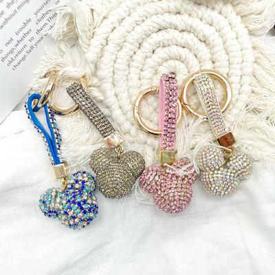 China Souvenir Gifts Diamond Shape Cute Bear Doll Crown Car Bag Luxury Key Chain Women Pendant for sale