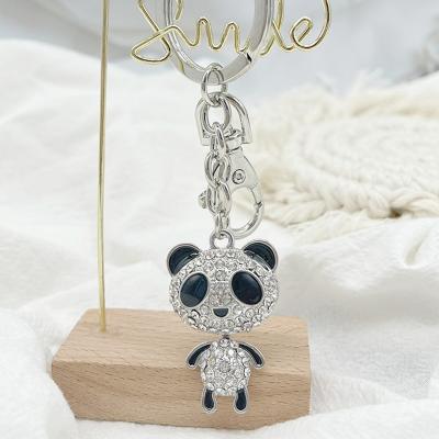 China Cute Promotional Gift Souvenir Personalized Cheap Rhinestone Panda Keychains for sale