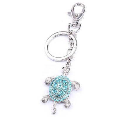 China Wholesale charm crystal rhinestone purse fashion birthday turtle keychains zinc alloy pendant keychain for keepsake gift for sale