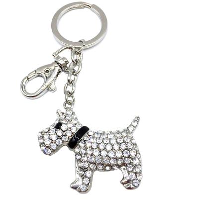 China Custom Promotional Bling Cute Dog Zinc Alloy Crystal Rhinestone Key Chain Key Chains Graduation Birthday Gift Keepsake For Women Kids for sale