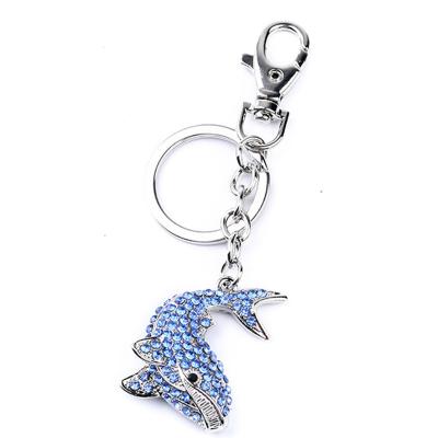 China Cute Popular Ocean Attraction Souvenir Sea Style Rhinestone Dolphin Whale Keychains for sale