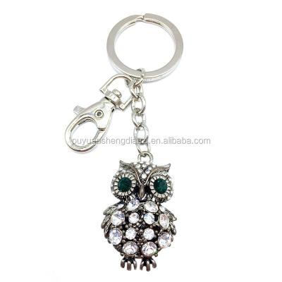 China Cute Eco-Friendly Owl Pendant Crystal Zinc Alloy Rhinestone Glitter Rhinestone Travel Graduation Metal Logo Key Chain Custom Key Chain for sale