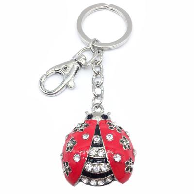 China Cute Customize New Design Mini Rhinestone Insect Ladybug Keychain Hot Selling Key Chain for sale