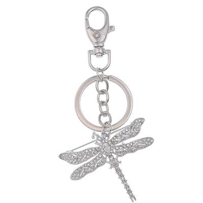 China Cute Promotional Zinc Alloy Dragonfly Jewelry Dragonfly Rhinestone Key Ring Key Chain for sale