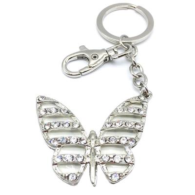 China Custom Made Cute Butterfly Key Chain Crystal Zinc Alloy Rhinestone Gift Personalized Key Chains for sale