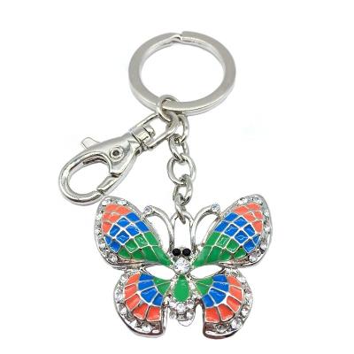 China Butterfly Key Chain Custom Promotional Zinc Alloy Material Eco-Friendly Cute Metal With Rhinestone for sale