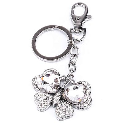 China Zinc Alloy Sequin Crystal Rhinestone Butterfly Keychain Kids Souvenirs Cute Girly Gift for sale