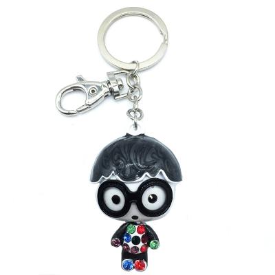 China Wholesale Cute Personalized Rhinestone Crystal Rhinestone Purse Charm Cartoon Keychains Souvenir Zinc Alloy Dolls For Car Keys for sale