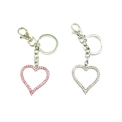 China Custom Rhinestone Love Keepsake Crystal Heart Shaped Keychain For Zinc Alloy Bag Pendant for sale