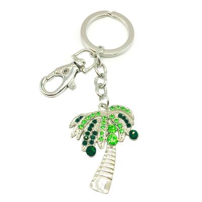 China Wholesale Price Logo Design Custom Sparkling Pop Cute Coconut Tree Buckle Key Chain Zinc Alloy Keychain for sale