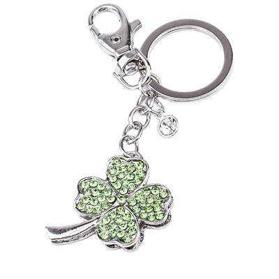 China 2021 Cute Hot Selling Personalized Lucky Four Leaf Crystal Clover Rhinestone Gift Keepsake Graduation Master Chain Wallet For Men/Women for sale