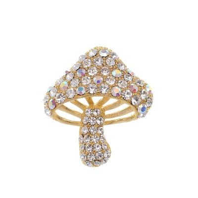 China Hot Sale Fashion Elegant Style Clothes Jewelry Mushroom Rhinestone Brooch for sale