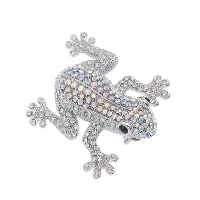 China Beautiful Elegant Customize Metal Crystal Rhinestone Brooch Pins Animal Frogmen for sale