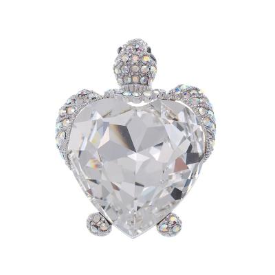 China Beautiful Elegant Gift Safety Large Custom Turtle Crystal Rhinestone Brooch for sale