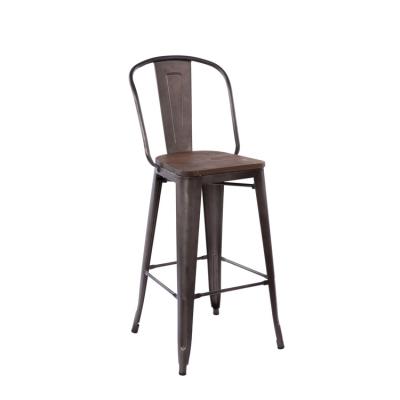 China Factory Cheap Modern Chinese Furniture Supplier Modern Luxury Metal Dining Cafe Barstool With Back for sale