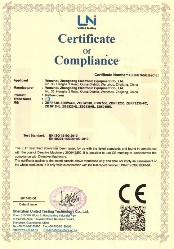 CE - Wenzhou Zhengbang Electronic Equipment Co., Ltd.