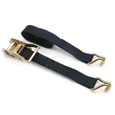 China Cargo control High quality Steel Ratchet Tie Customized Rachet Strap with Double J Hooks Lashing Cargo Belt for sale