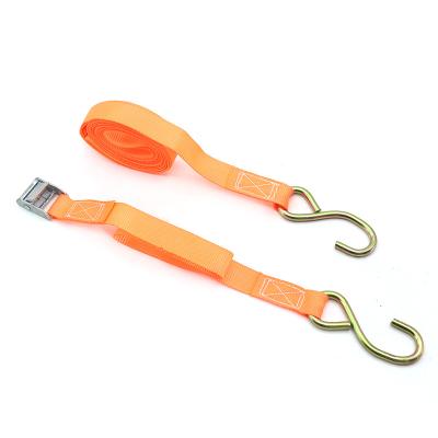 China Cargo control Steel Orange Ratchet Tie Wholesale Rachet Strap with S Hooks Customized Lashing Cargo Belt for sale