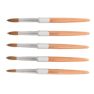 China Beauty Care Make Tools Logo Gold Copper Parts Germany Custom Nail Brush High Quality 100% Pure Kolinsky Hair Acrylic Nail Art Brush for sale