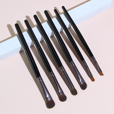 China Angular Blush Set of 6 Black Pony Hair Long Large Eyeshadow Brushes for sale