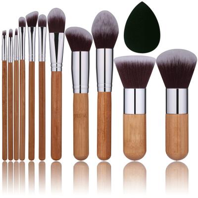 China Ambient Fan Brush Fashion Blush Soft Concealer Makeup Brush Set Custom Bamboo Makeup Brush Set With Bag for sale