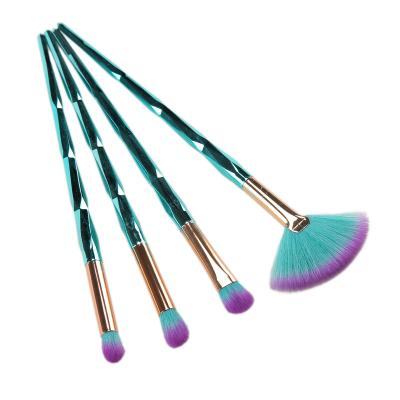 China Angular Blush Wholesale 4pcs Diamond Handle Lake Blue Eye Portable Makeup Brush Eyebrow Eyeliner Eyeshadow Brush Lip Makeup Brush for sale