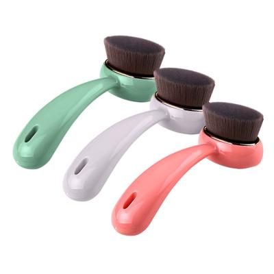 China Wholesale Soft Soft Facial Cleansing Brush with Carbon Fiber Hair Bamboo Round Shape Custom Skin Care Plastic Facial Cleansing Brush for sale