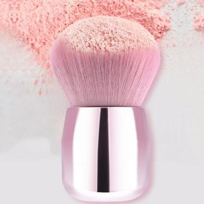 China Angular Blush Main Brush Soft Synthetic Pink Hair Small Plastic Mushroom Powder Kabuki Blush For Sweeping Makeup Powder Single Brush for sale