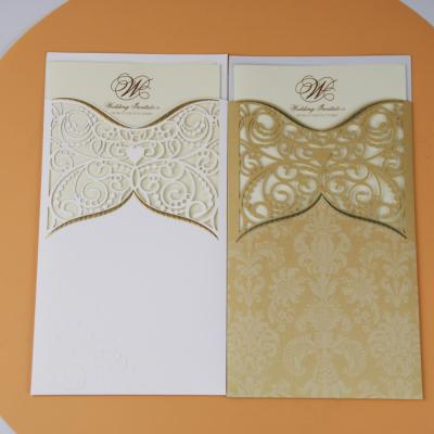 China China New Design White Gold Paper Invitation Cards Elegant Classic Wedding for sale