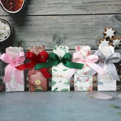 China Recyclable Multi Color European Style Candy Box For Wedding Party Candy Chocolate Food Wrapping Paper Gift Box With Ribbon Wholesale for sale