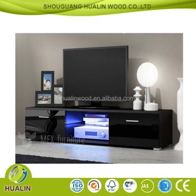 China New Style Living Room Furniture PANEL Black High Gloss TV Stand Design for sale