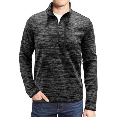 China OEM Breathable 1/4 Zipper Sports Tops Long Sleeve Casual Gym Knitted Plain Running Men Polo Shirts for sale