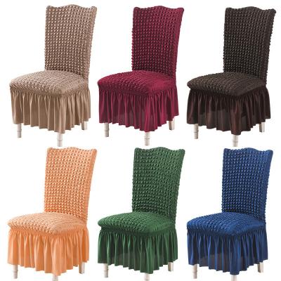 China Other Bubble Plaid With Skirt Dining Chair Cover Chair Cover Elastic Stretch Chair Cover For for sale