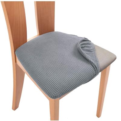 China Durable Jacquard Spandex Dining Room Upholstered Cushion Solid Chair Seat Cover Removable Slipcovers With Washable Furniture Protector for sale