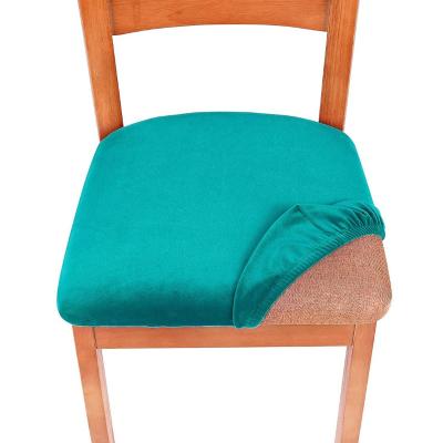 China Upholstered Velvet Durable Spandex Dining Cushion Chair Solid Seat Cover Removable Slipcovers With Washable Furniture Protector for sale