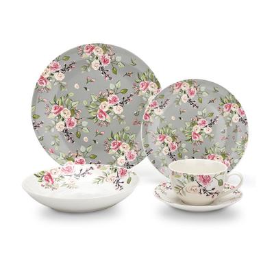 China New Contemporary Bone China Dinnerware Set Full Porcelain Decal High Quality Ceramic Dinnerware Sets for sale