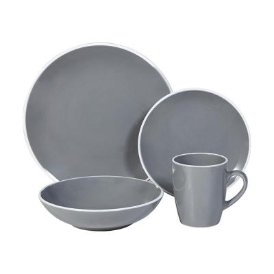 China Quality contemporary choice modern design around Gray Glaze Ceramic Dinnerware Set for home use simple stoneware dinner sets for sale